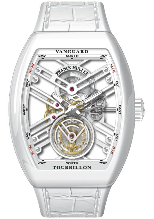 Best FRANCK MULLER Vanguard Tourbillon Skeleton White Titanium V 45 T SQT (BC) (BC TT) (BLC.NR RGE) Replica Watch